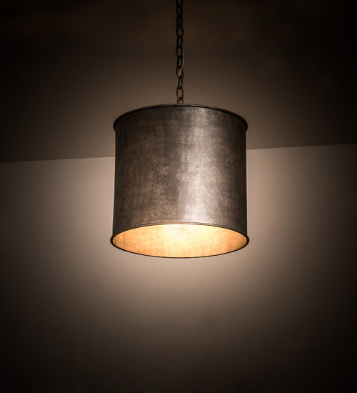 Meyda Lighting Carson 16" Galvinized Pendant Light With Gray Shade