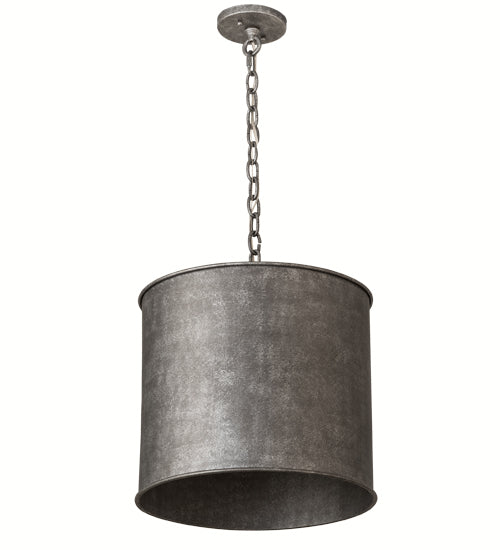 Meyda Lighting Carson 16" Galvinized Pendant Light With Gray Shade