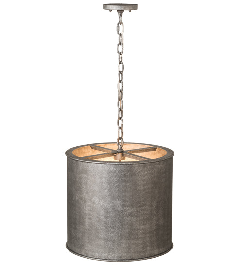 Meyda Lighting Carson 16" Galvinized Pendant Light With Gray Shade