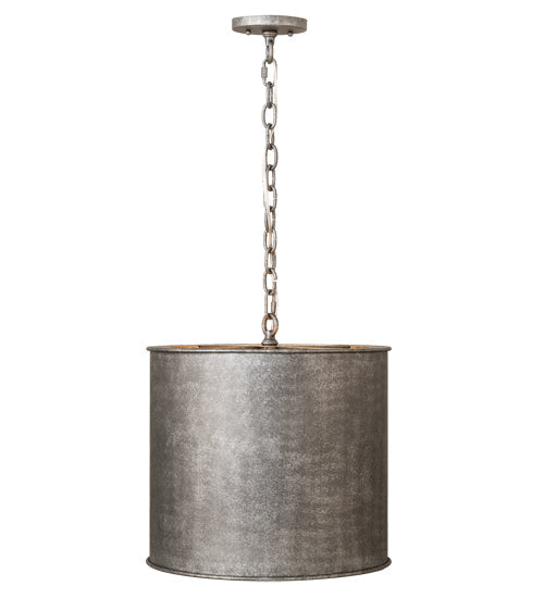 Meyda Lighting Carson 16" Galvinized Pendant Light With Gray Shade