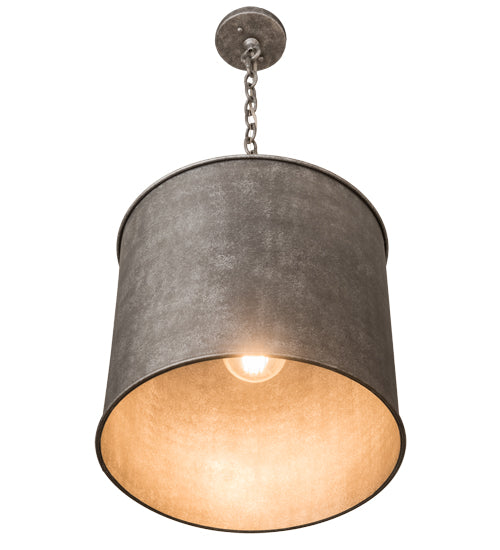 Meyda Lighting Carson 16" Galvinized Pendant Light With Gray Shade