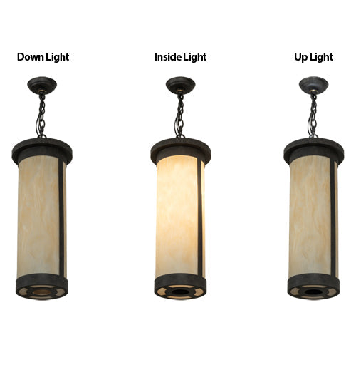 Meyda Lighting Cartier 10" 4-Light Golden Bronze Pendant Light With Beige Sahara Taupe Idalight Shade