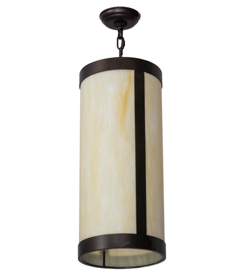 Meyda Lighting Cartier 10" Mahogany Bronze Pendant Light With Beige Sahara Taupe Idalight Shade Glass