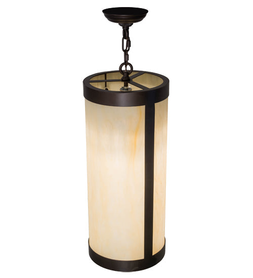 Meyda Lighting Cartier 10" Mahogany Bronze Pendant Light With Beige Sahara Taupe Idalight Shade Glass