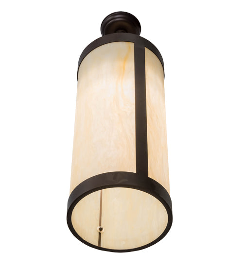 Meyda Lighting Cartier 10" Mahogany Bronze Pendant Light With Beige Sahara Taupe Idalight Shade Glass