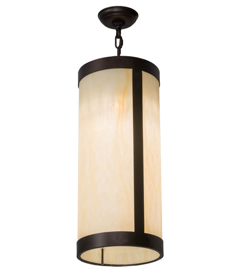 Meyda Lighting Cartier 10" Mahogany Bronze Pendant Light With Beige Sahara Taupe Idalight Shade Glass