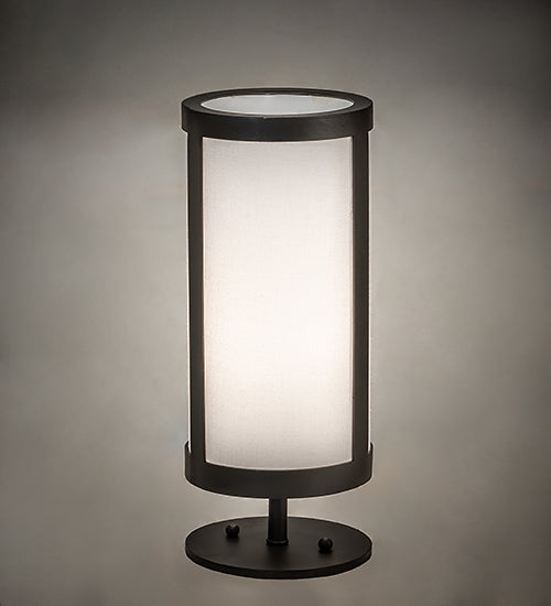 Meyda Lighting Cartier 12" Wrought Iron Table Lamp With White Fabric Shade