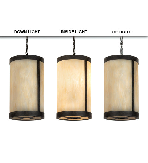 Meyda Lighting Cartier 14" 4-Light Golden Bronze Pendant Light With Beige Sahara Taupe Idalight Shade