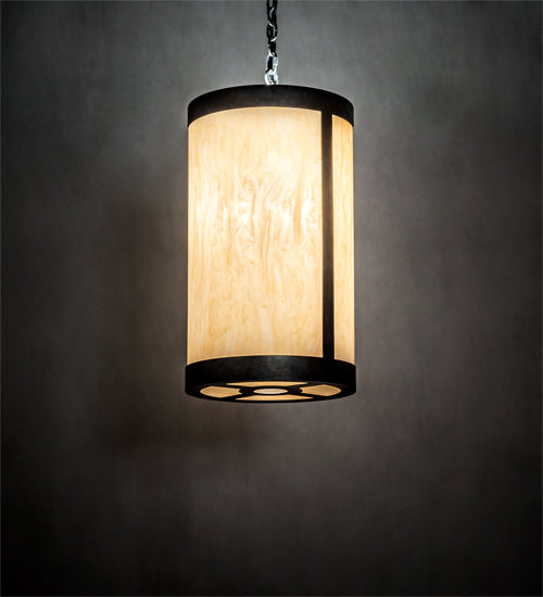 Meyda Lighting Cartier 14" 4-Light Golden Bronze Pendant Light With Beige Sahara Taupe Idalight Shade