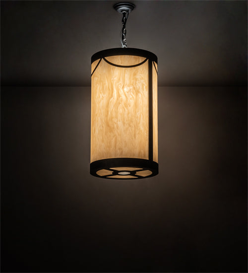 Meyda Lighting Cartier 16" 5-Light Golden Bronze Pendant Light With Beige Sahara Taupe Idalight Shade