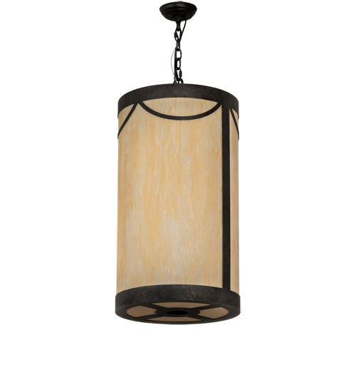 Meyda Lighting Cartier 16" 5-Light Golden Bronze Pendant Light With Beige Sahara Taupe Idalight Shade