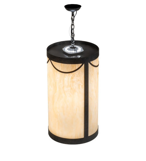 Meyda Lighting Cartier 16" 5-Light Golden Bronze Pendant Light With Beige Sahara Taupe Idalight Shade