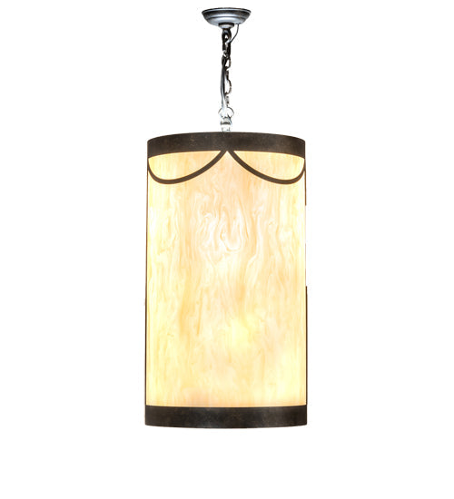 Meyda Lighting Cartier 16" 5-Light Golden Bronze Pendant Light With Beige Sahara Taupe Idalight Shade