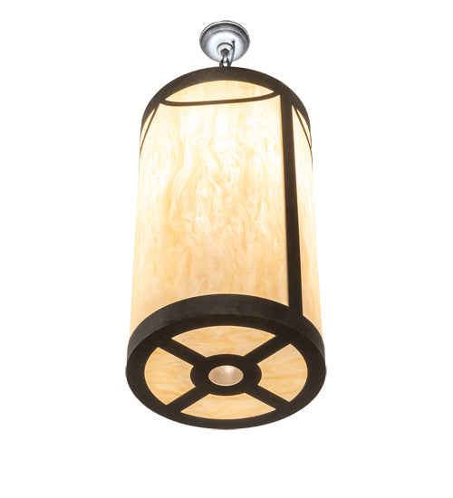 Meyda Lighting Cartier 16" 5-Light Golden Bronze Pendant Light With Beige Sahara Taupe Idalight Shade