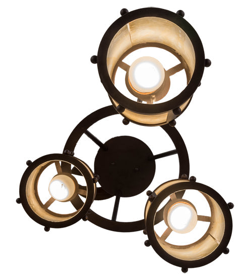 Meyda Lighting Cartier 18" 3-Light Mahogany Bronze Cascading Chandelier With Sahara Taupe Idalight Shade Glass