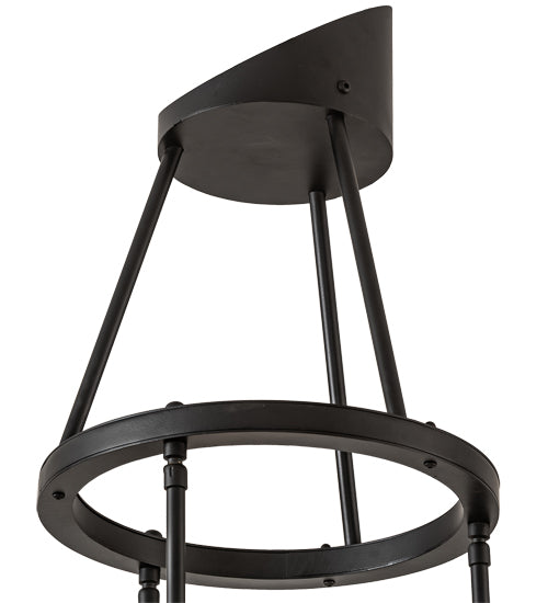 Meyda Lighting Cartier 18" 3-Light Solar Black Cascading Chandelier With Clear Seeded Shade Glass