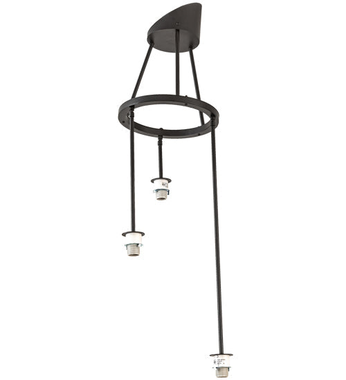Meyda Lighting Cartier 18" 3-Light Solar Black Cascading Chandelier With Clear Seeded Shade Glass