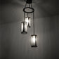Meyda Lighting Cartier 18" 3-Light Solar Black Cascading Chandelier With Clear Seeded Shade Glass