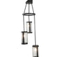Meyda Lighting Cartier 18" 3-Light Solar Black Cascading Chandelier With Clear Seeded Shade Glass