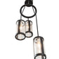 Meyda Lighting Cartier 18" 3-Light Solar Black Cascading Chandelier With Clear Seeded Shade Glass