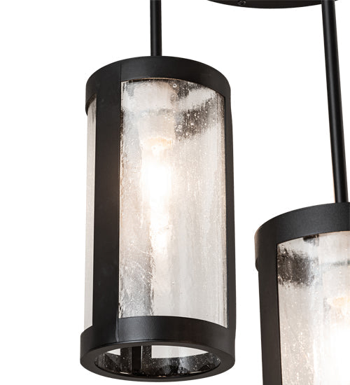 Meyda Lighting Cartier 18" 3-Light Solar Black Cascading Chandelier With Clear Seeded Shade Glass