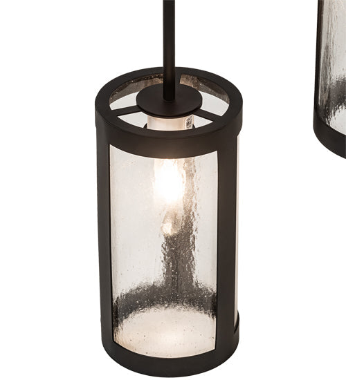 Meyda Lighting Cartier 18" 3-Light Solar Black Cascading Chandelier With Clear Seeded Shade Glass