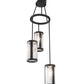 Meyda Lighting Cartier 18" 3-Light Solar Black Cascading Chandelier With Clear Seeded Shade Glass