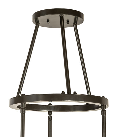 Meyda Lighting Cartier 20" 3-Light Timeless Bronze Cascading Chandelier With Silver Mica Shade Glass