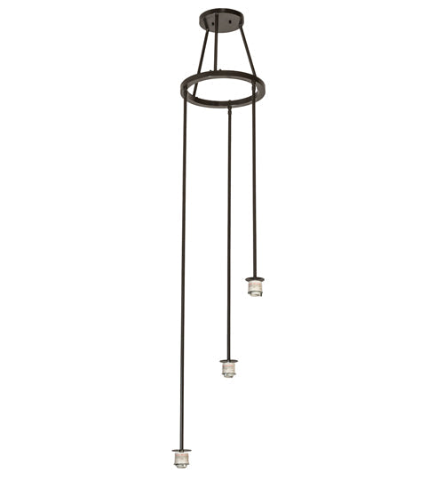 Meyda Lighting Cartier 20" 3-Light Timeless Bronze Cascading Chandelier With Silver Mica Shade Glass