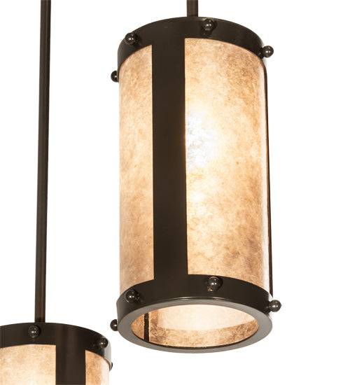 Meyda Lighting Cartier 20" 3-Light Timeless Bronze Cascading Chandelier With Silver Mica Shade Glass