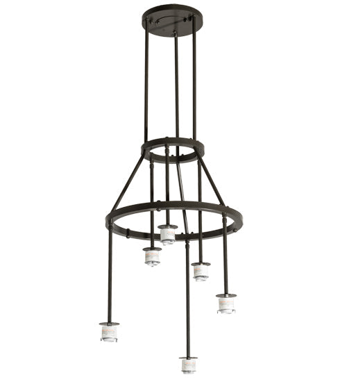 Meyda Lighting Cartier 233898 24" 6-Light Timeless Bronze Cascading Chandelier With Silver Mica Shade Glass