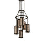 Meyda Lighting Cartier 233898 24" 6-Light Timeless Bronze Cascading Chandelier With Silver Mica Shade Glass
