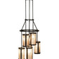 Meyda Lighting Cartier 233898 24" 6-Light Timeless Bronze Cascading Chandelier With Silver Mica Shade Glass