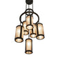 Meyda Lighting Cartier 233898 24" 6-Light Timeless Bronze Cascading Chandelier With Silver Mica Shade Glass