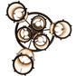Meyda Lighting Cartier 233898 24" 6-Light Timeless Bronze Cascading Chandelier With Silver Mica Shade Glass