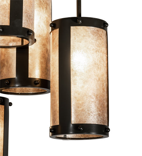 Meyda Lighting Cartier 233898 24" 6-Light Timeless Bronze Cascading Chandelier With Silver Mica Shade Glass