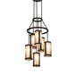 Meyda Lighting Cartier 233898 24" 6-Light Timeless Bronze Cascading Chandelier With Silver Mica Shade Glass