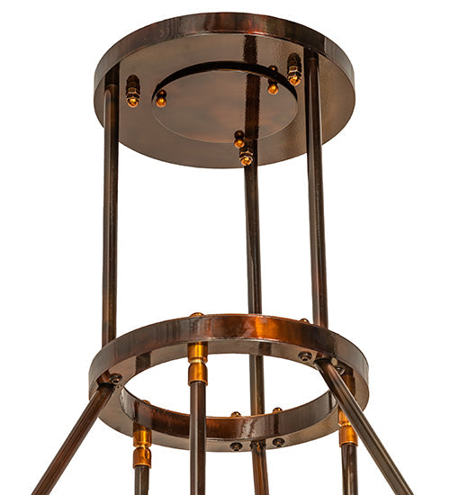 Meyda Lighting Cartier 24" 6-Light Dark Burnished Transparent Copper Cascading Chandelier With Amber Mica Shade Glass