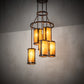 Meyda Lighting Cartier 24" 6-Light Dark Burnished Transparent Copper Cascading Chandelier With Amber Mica Shade Glass