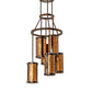 Meyda Lighting Cartier 24" 6-Light Dark Burnished Transparent Copper Cascading Chandelier With Amber Mica Shade Glass