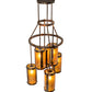 Meyda Lighting Cartier 24" 6-Light Dark Burnished Transparent Copper Cascading Chandelier With Amber Mica Shade Glass