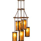 Meyda Lighting Cartier 24" 6-Light Dark Burnished Transparent Copper Cascading Chandelier With Amber Mica Shade Glass