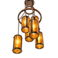 Meyda Lighting Cartier 24" 6-Light Dark Burnished Transparent Copper Cascading Chandelier With Amber Mica Shade Glass