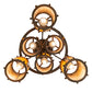 Meyda Lighting Cartier 24" 6-Light Dark Burnished Transparent Copper Cascading Chandelier With Amber Mica Shade Glass