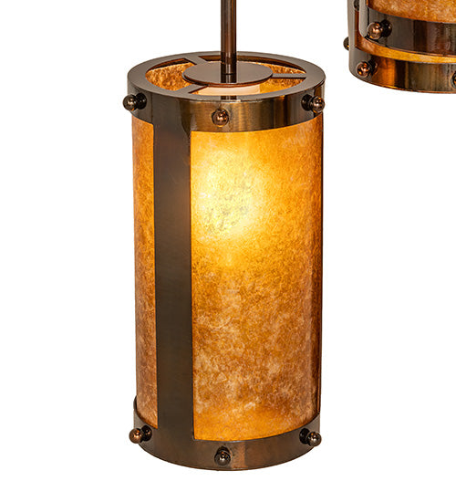 Meyda Lighting Cartier 24" 6-Light Dark Burnished Transparent Copper Cascading Chandelier With Amber Mica Shade Glass