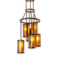 Meyda Lighting Cartier 24" 6-Light Dark Burnished Transparent Copper Cascading Chandelier With Amber Mica Shade Glass