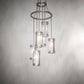 Meyda Lighting Cartier 24" 6-Light Nickel Cascading Chandelier With Clear Rainfall Idalight Shade