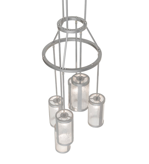 Meyda Lighting Cartier 24" 6-Light Nickel Cascading Chandelier With Clear Rainfall Idalight Shade