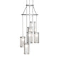 Meyda Lighting Cartier 24" 6-Light Nickel Cascading Chandelier With Clear Rainfall Idalight Shade