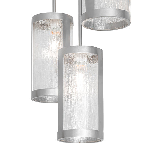 Meyda Lighting Cartier 24" 6-Light Nickel Cascading Chandelier With Clear Rainfall Idalight Shade